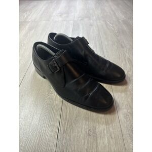 Cole Haan Williams II Men 10.5 Black Leather Monk Strap Dress Shoe Buckle
